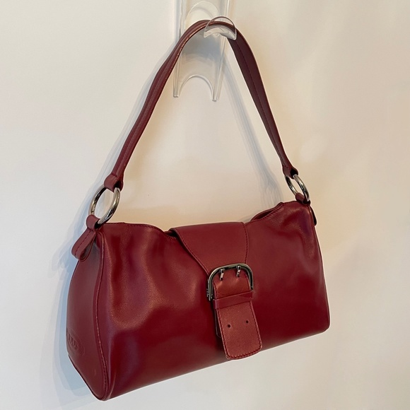 TOD'S Burgundy Red Leather Shoulder Hand Bag - Picture 3 of 16